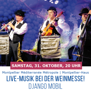 LIVE-MUSIK BEI DER WEINMESSE! DJANGO MOBIL – ALTER, 31.10.2026